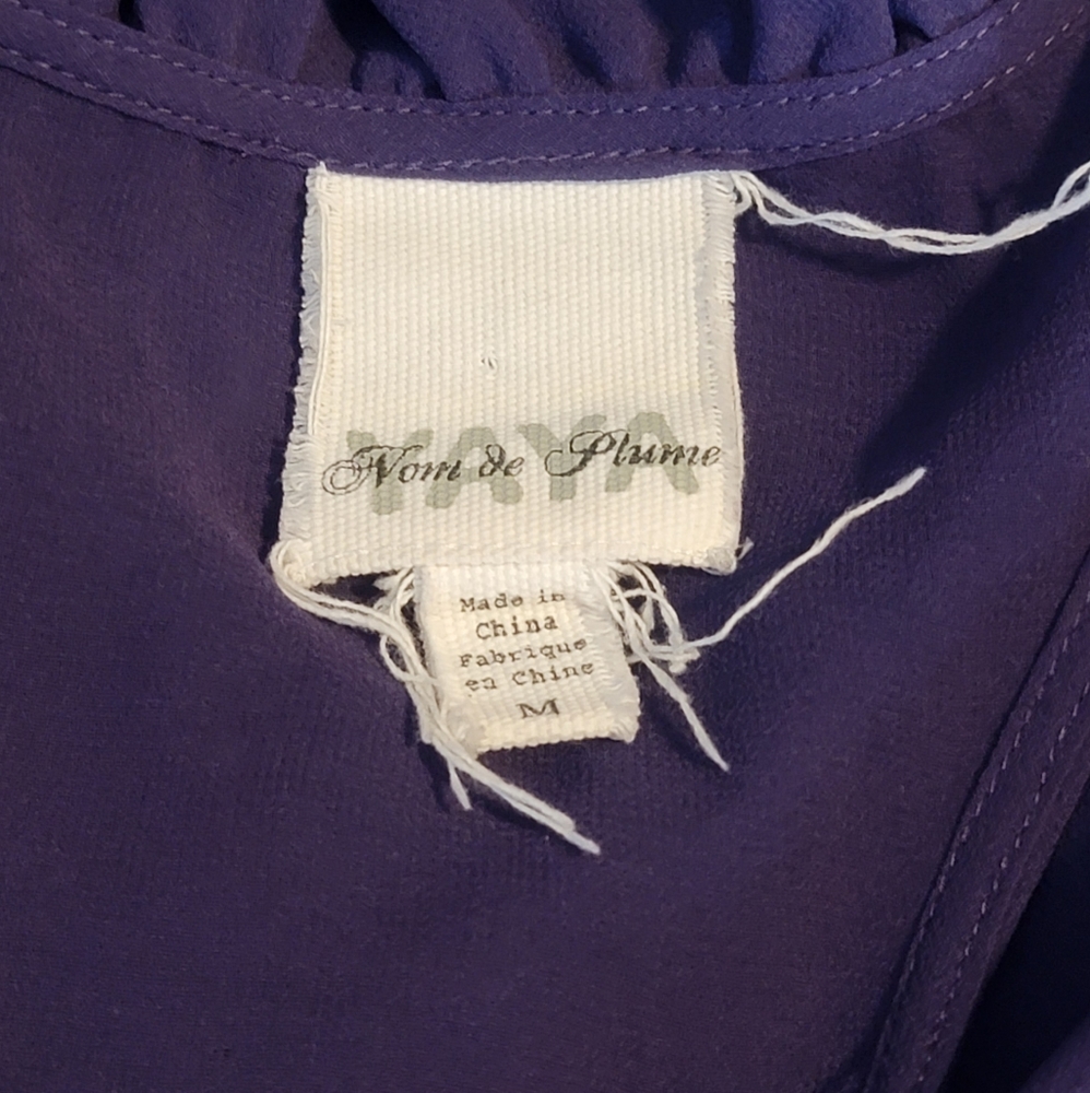 Yaya Nom de Plume Purple Sheer Top medium Anthropologie - Picture 6 of 6